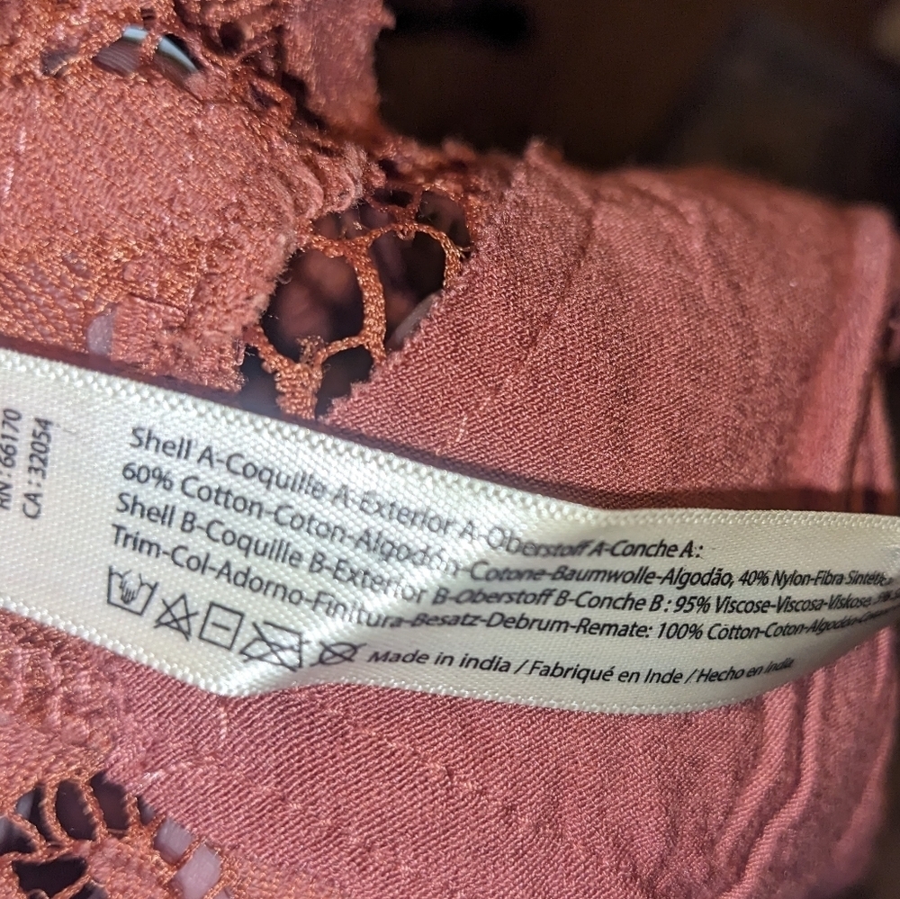 Free People NWOT Adella Lace Bralette in Rusty Pink sz XS​​​ - Picture 13 of 14